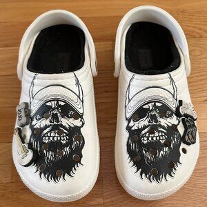 Crocs Classic Lined White Clog Luke Combs Skully M 6 W 8